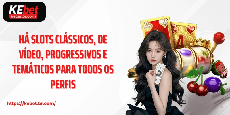 Há Slots clássicos, de vídeo, progressivos e temáticos para todos os perfis